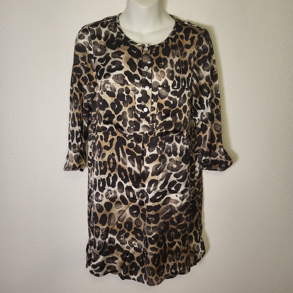 Anthropologie | Fig And Flower Kendra Leopard Print Snake Skin Tunic Size Small